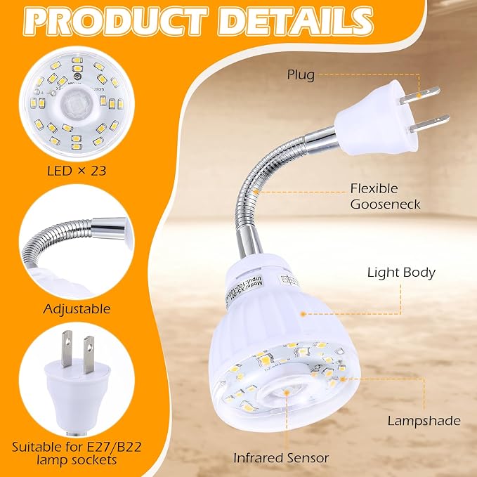 3 Pack Motion Activated LED Night Light Plug in Sensor Light,Warm White | PIR Infrared Sensor, Smart Dusk Dawn Motion Detector Lamp, Flexible Rotating, for Hallway Stairway Garage Basement