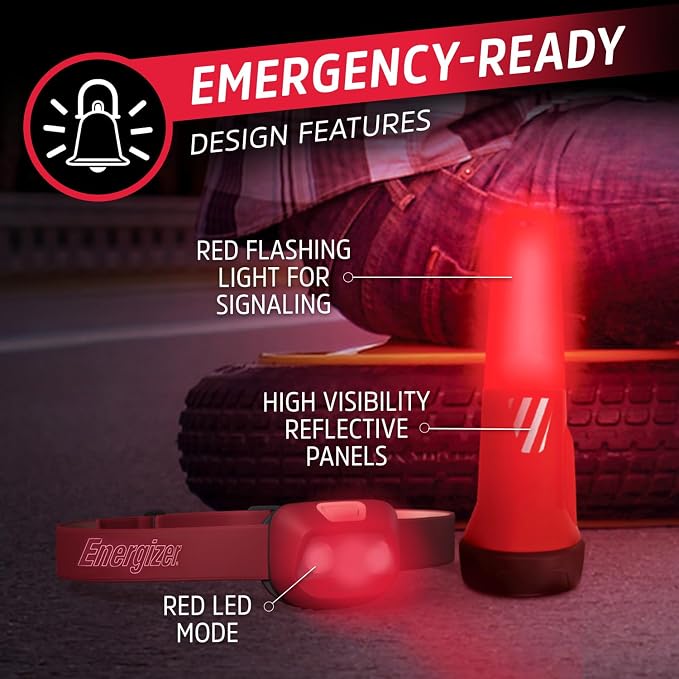 Energizer WeatheReady Power Outage Kit with 2-in-1 LED Flashlight Lantern, LED Headlamp, IPX4 Water-Resistant, Backup AA + AAA Batteries, Storage Case, Hurricane Preparedness Items