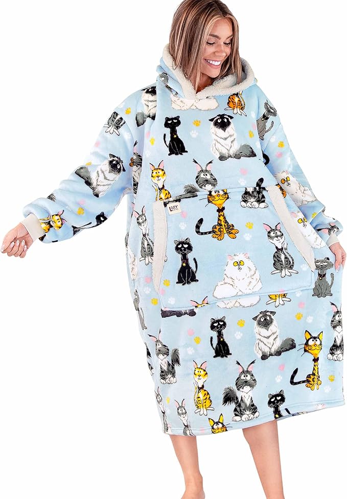LazyOne Oversized Blanket Hoodie, Oversized Hoodies for Women and Men, One Size Fits All Wearable Blankets