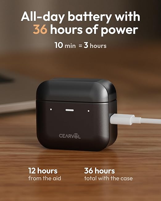 Cearvol OTC Hearing Aids for Seniors, Bluetooth 5.3 Rechargeable Devices, Customizable App Control for Android/iOS, Stream Music/Calls, Black