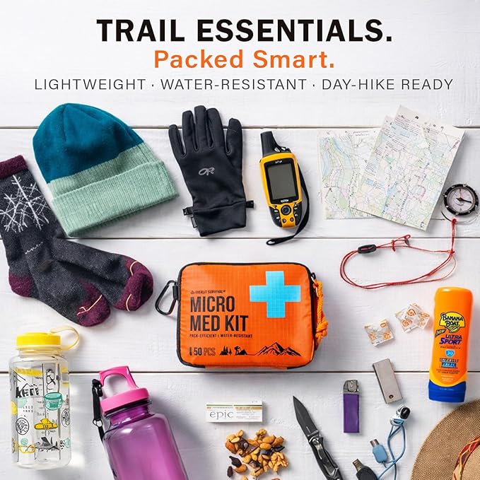 EVERLIT Ultralight Mini First Aid Kit, EDC Medical Kit, Water-Resistant EDC Mini Kit for Hiking, Backpacking, Camping, Cycling (Yellow)