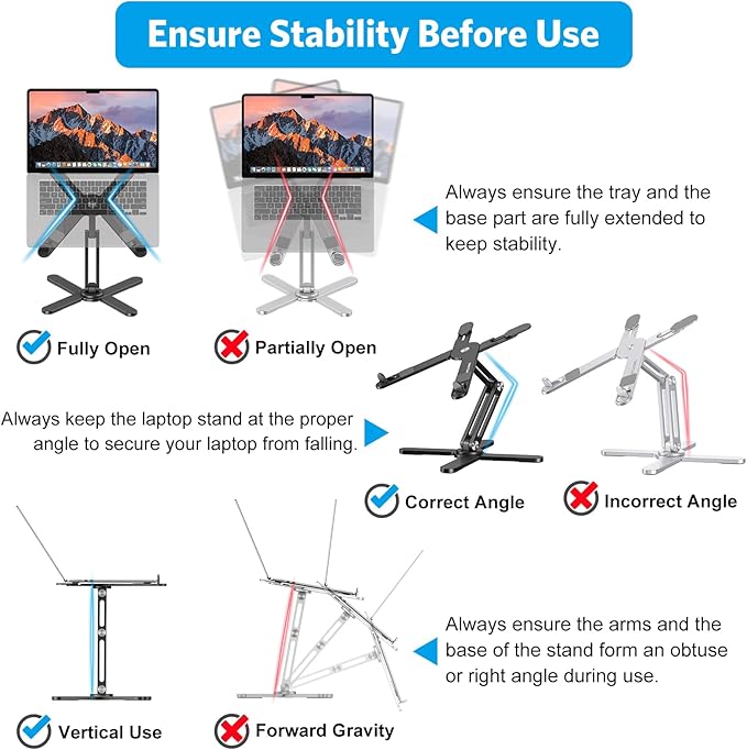 OMOTON LA10 360° Rotating Laptop Stand Riser Foldable for Desk, Black | Aluminium Aolly, Adjustable Height Angles, Collaborative Work, Easy Storage, Fits Laptops up to 17", for MacBook Pro/Air HP