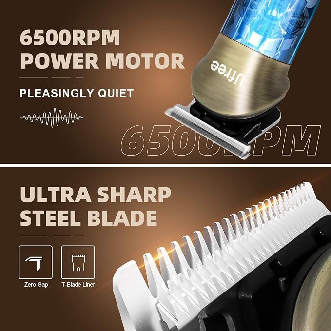 Ufree Beard Trimmer for Men, Electric Razor Shaver, Cordless Hair Clipper Shaving Kit for Mustache Body Nose Ear Hair Facial, Adjustable Beard Grooming Kit Father Birthday Gifts for Men Husband Dad