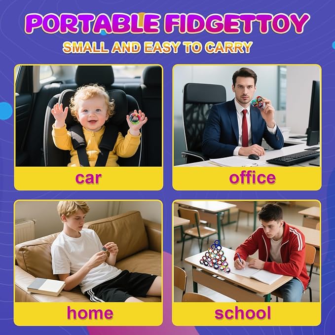 21 Pcs Magnetic Rings Fidget Toys Set Christmas Decorations Finger Magnet Rings ADHD Anxiety Fidget Spinner Rings for Relief Birthday Present for Adults Teens Kids