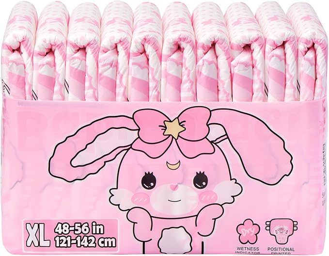 Littleforbig Adult Printed Diaper 10 Pieces - Baby Usagi (X-Large 48"-56")