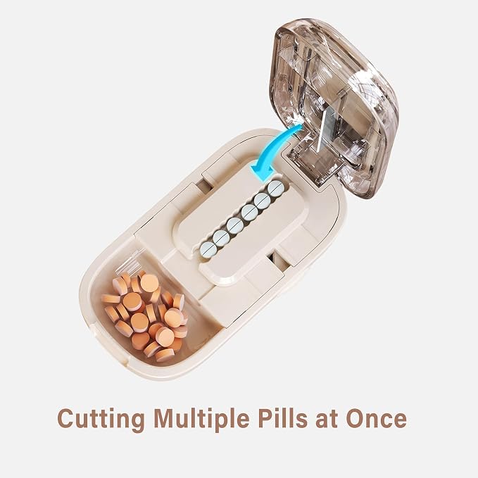 DUBSTAR Pill Cutter Splitter for Cutting Multiple Pills, Pill Cutter Splitter for Small and Tiny Pills (Clear Beige)