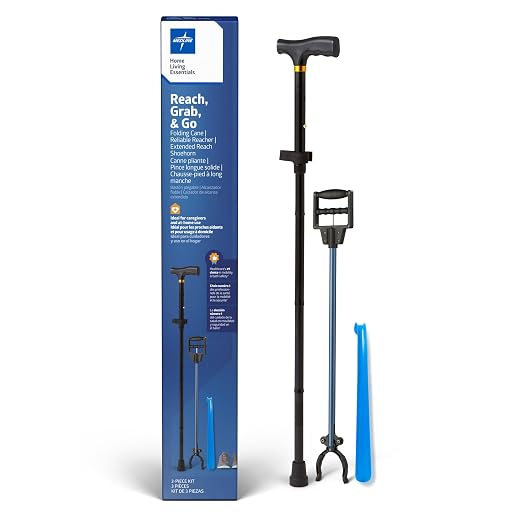 Medline Multi-Tool Mobility Kit for Caregivers, Seniors and Adults: Cane, Reacher, Shoe Horn for Elderly, Seniors, Adult, Women, Men - 1 Ct.