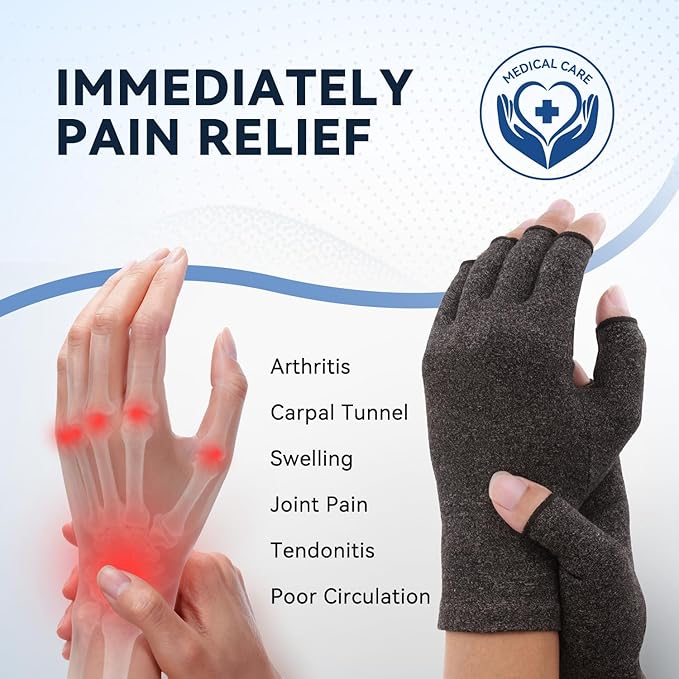 Duerer Arthritis Gloves Women Men, Carpal Tunnel, Rheumatiod, Tendonitis, Fingerless Hand Thumb Compression Gloves