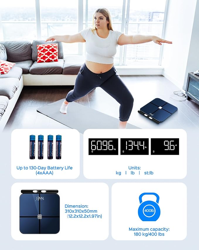 Body Health Pod Scale, Scale with Apple Watch Sync, 8-Electrode Body Composition Analyzer 29 Metrics, Body Fat Muscle Mass Visceral Fat Segmental Analysis BMI, FSA&HSA Eligible, Multi-User