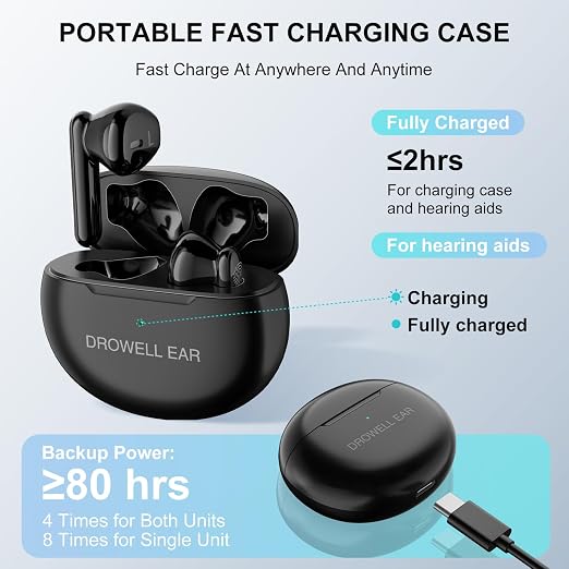 Hearing Aids for Seniors, Hearing Amplifiers Rechargeable with Noise Cancellin for Seniors & Adults Hearing Loss with Portable Charging Case