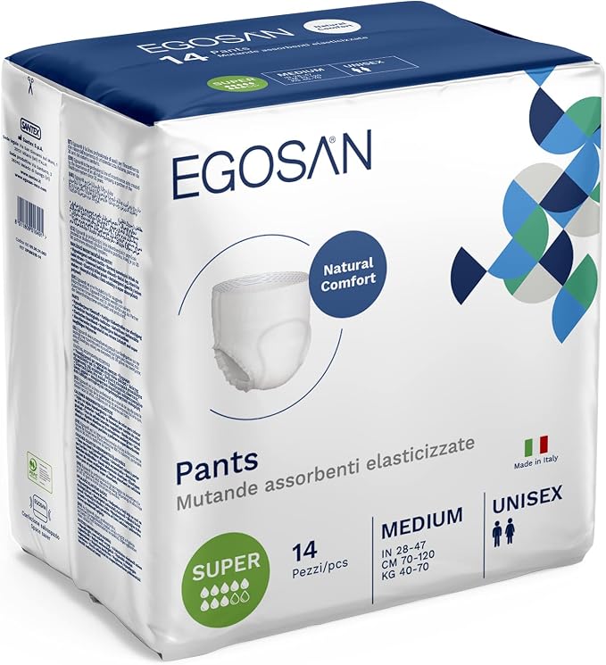 Egosan Super Incontinence Adult Pull Up Underwear with New Stretchable Waistband, Maximum Absorbency for Active Men and Women (Medium, 14 ct*, 14 Diapers)