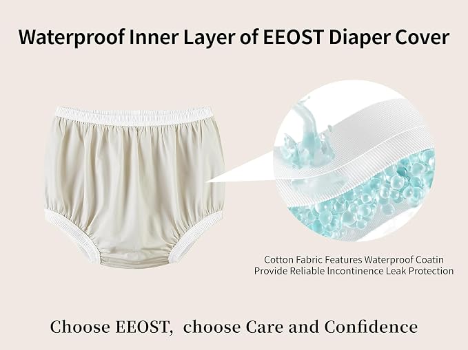 Adult Diaper Cover for Incontinence Noiseless Leak-Protection Underwear Plastic Pants Over Diapers Waterproof Rubber Pants (White, S(Men Size))