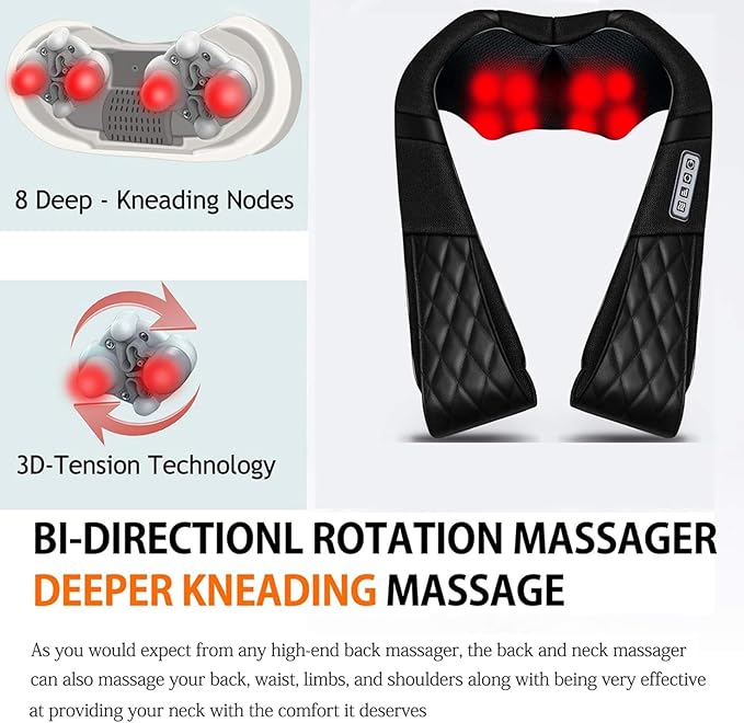 VIKTOR JURGEN Christmas Gifts for Women & Men, Shiatsu Neck and Shoulder Massager with Heat Deep Tissue Kneading Sports Recovery Massagers for Back, Foot, Relaxation Gifts for Wife, Husband, Him, Her
