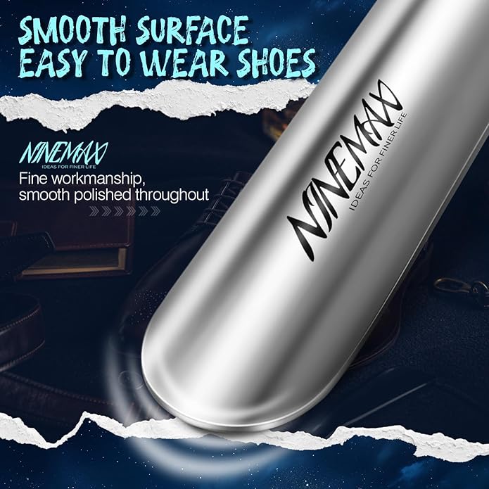 NINEMAX Shoe Horn Long Handle Metal 16.5" for Boot, Long Shoe Horns for Seniors for Men, Women