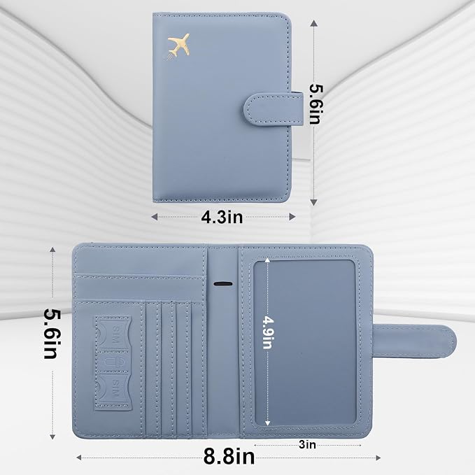 GOAUS Passport Holder for Travel with AirTag Slot, Passport Book Wallet | Cards Cash Pocket, RFID Blocking, Waterproof, Passport Case, Travel Gifts for Women Men, Faux Leather, AirTag Not Included