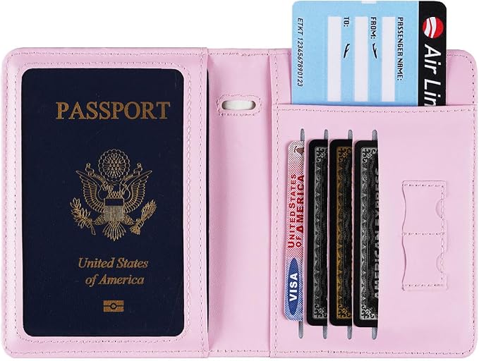 passport holder, passport cover, vaccine card holder, waterproof leather travel wallet with rfid blocking for men/women