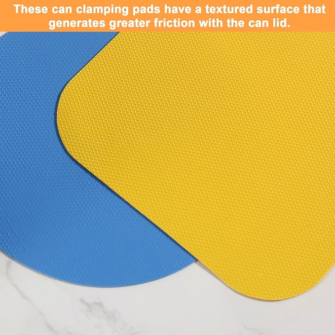 LUTER 4pcs Jar Opener Gripper Pads, Rubber Jar Opener Mat | Round & Square Jar Opener Mats for Seniors with Weak Hands Non-Slip Kitchen Coasters Gadgets (Blue Circle & Yellow Square)