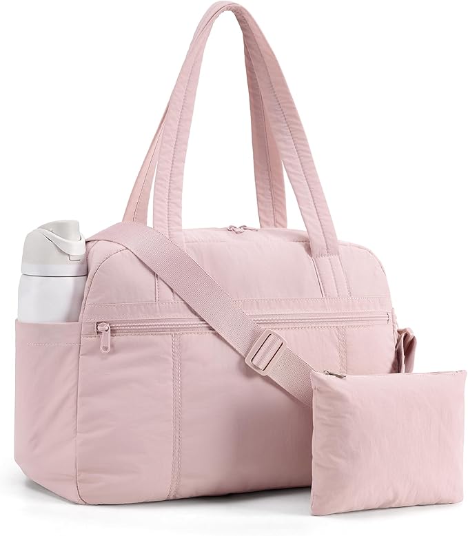 LIGHT FLIGHT Personal Item Travel Bag, Lightweight Gym Bag for Women, 20L Weekender Bag with Toiletry Pouch, Carry on Overnight Dance Bag, Pink