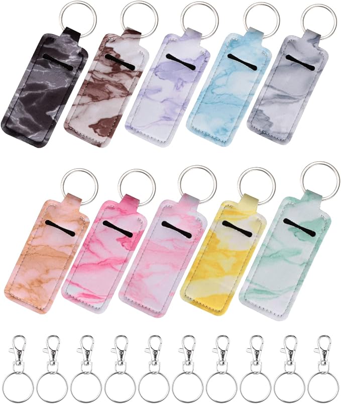 Meiiy Chapstick Holder Keychain Lip Balm Holder Lipstick Sleeve Pouch Lip Gloss Holder Stocking Stuffers Gift for Women