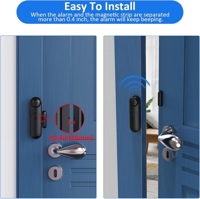 Window and Door Alarm When Opened (2 Pack) for Kids Safety/Home Security, Sliding Front Door Opening Sensor Alarms for Dementia, 120dB Burglar Alert, Ideal for Business, Garage, Apartment,House, Black