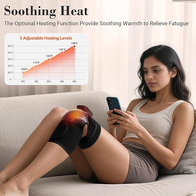 Portable Knee Massager for Pain Relief & Arthritis [2026 Upgraded] - Cordless Electric Knee Brace with Heat, Vibration, Auto-Off Timer, Knee Warmers Wrap for Birthday Gifts for Men Women