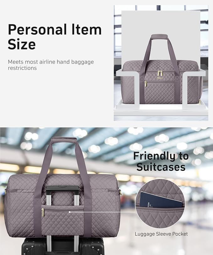 Travel Bags for Women Wide Open Large weekender Duffle Bag with Shoe Compartment Overnight Hospital Bag For Women Labor Delivery Carry on Bag Personal Item Travel Bag with Wet Pocket Purple Grey