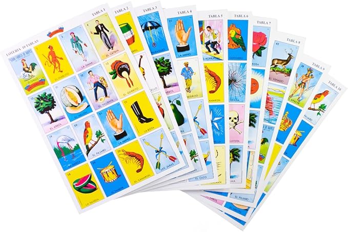 Loteria Authentic Mexican Game, Bingo Game with Colorful Illustrated Cards, Don Clemente Brand (10 Tablas (10 Boards))