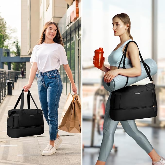 Gym Bag for Women, Personal Item Travel Bag with Shoes Compartment, Weekender Overnight Duffel Bag with Wet Pocket, Carry On Bag for Women, Travel, Gym, Weekend