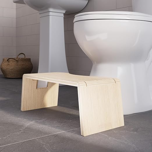 Squatty Potty Oslo Oak Folding Toilet Stool – Compact, Stylish, and Space-Saving Design for Better Bathroom Posture, Durable Oak, No Assembly Required