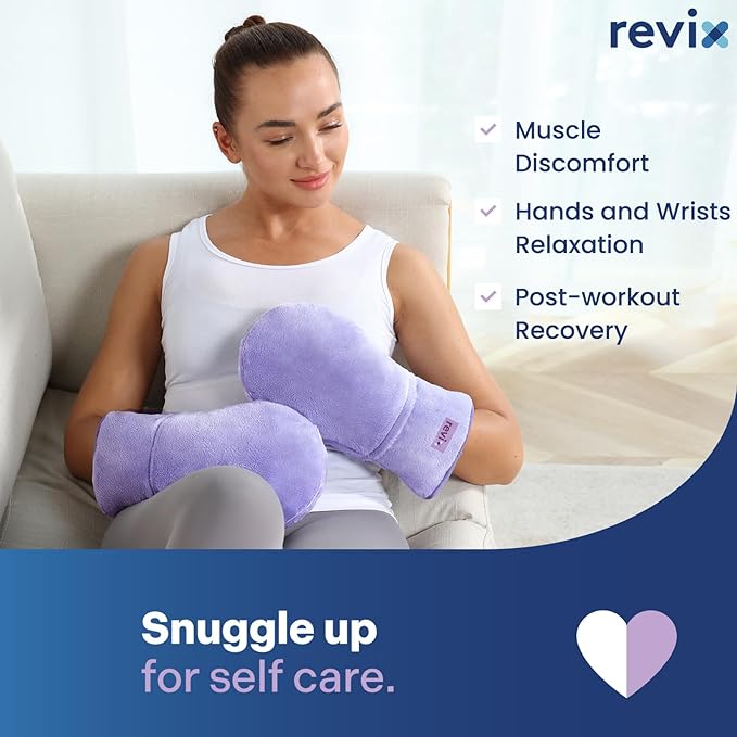 REVIX Microwavable Heating Mittens for Hand and Fingers, Heated Hands Mitts Warmers 1 Pair, Unscented Hand Muff