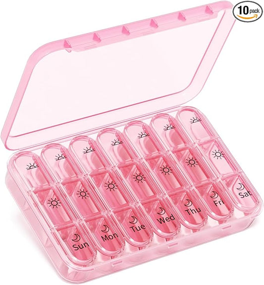 Windtrace Pill Organizer 3X a Day, 7-Day Weekly Compartment | Easy Track, Durable, 3D Labels, BPA-Free, Stylish, Travel-Friendly, 7-Day Capacity, Cute Pattern