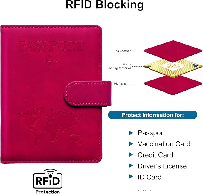 Passport Holder for Travel Women and Men RFID Passport Holder with Card Slots Holder Passport Case Passport cover Passport Wallet Travel Essentials and Accessories