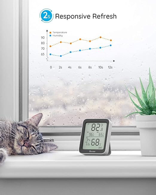 Govee Indoor Hygrometer Thermometer 2Pack H5075 with Bluetooth App Control | Room Temperature Humidity Meter, 164ft Remote Monitor, Smart Alerts, 2 Years Data Storage Export, for Bedroom Wine Cellar