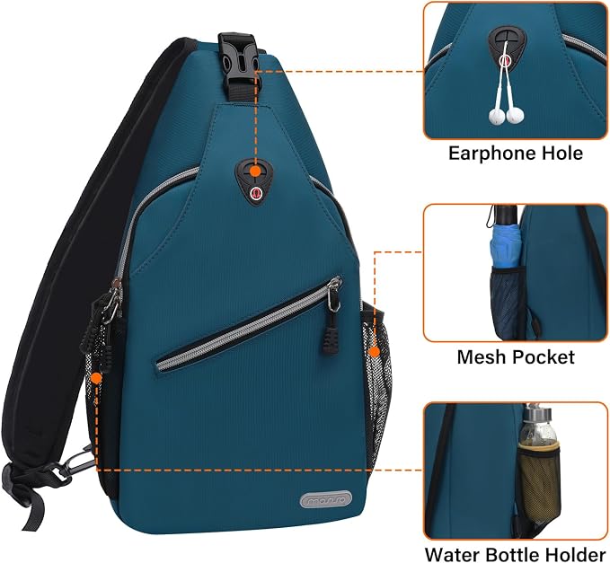 MOSISO Small Sling Bag for Men, Crossbody Shoulder Chest Daypack Bag | Sling Backpack for Casual Travel Hiking