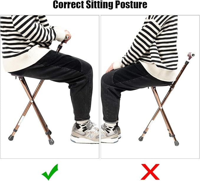 Goplus Walking Cane with Seat, Heavy Duty Aluminum Alloy Crutch Chair with LED Light and Retractable 3 Legs, Portable Anti-Slip Seat Cane, Lightweight Walking Stick for Seniors Elderly