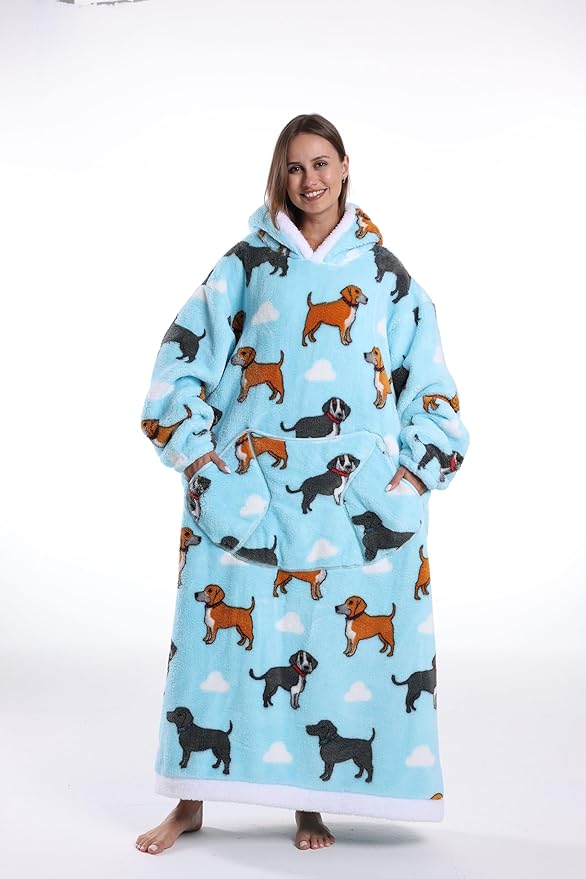 Blanket Hoodie, Long Hooded Blanket Sweatshirt as Birthday Gifts for Women Men, Long Wearable Blanket for Women Men.