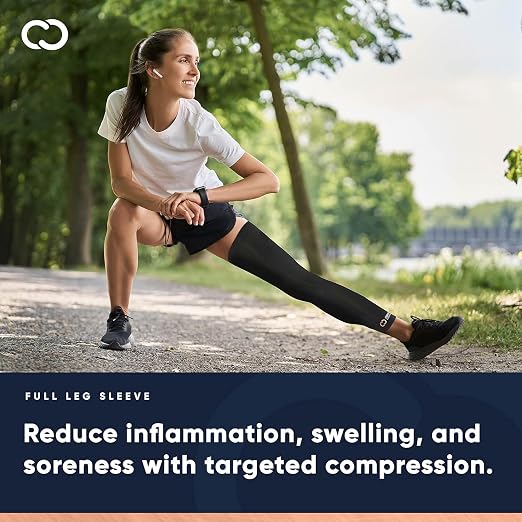 Copper Compression Leg Compression Sleeve - Copper Infused Knee Stabilizer Brace for Running, Meniscus Tear, ACL, MCL, Arthritis, Joint Pain Relief - Thigh & Calf Support for Men & Women 2 Pack Large