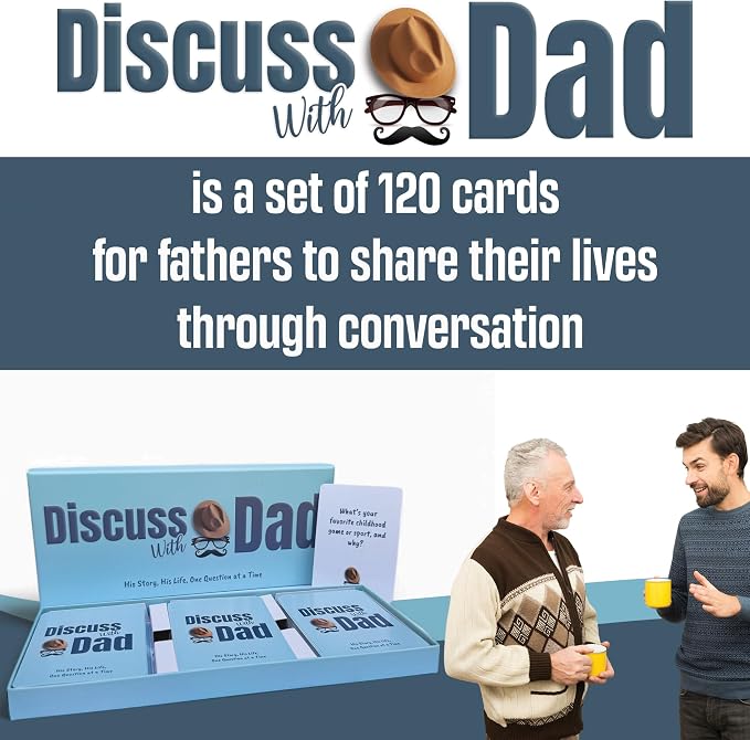 Discuss with Dad - The Game for Dad to Do Together | Conversation Cards for Families to Learn More About The Father in Your Life!