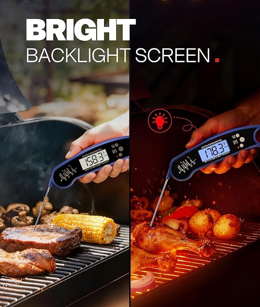 Meat Thermometer Digital, Food Thermometer for Cooking, Blue | Instant Read, for Grilling, BBQ, Air Fryer, Smoker, Candy, Kitchen Gadgets, BBQ Essentials, Gift for Dad, Men, Women