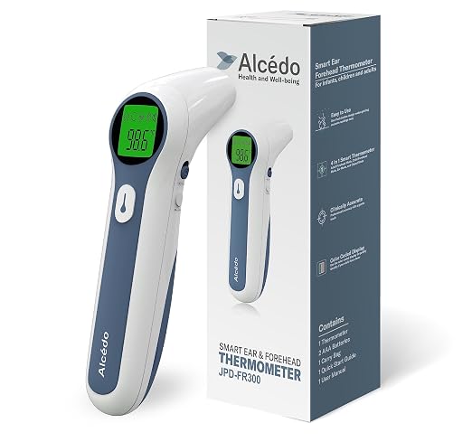 Alcedo Forehead and Ear Thermometer for Adults, Kids, and Baby | Touchless, Instant Read, Medical Grade, Accurate Digital Infrared Thermometer, Pouch & Batteries Included