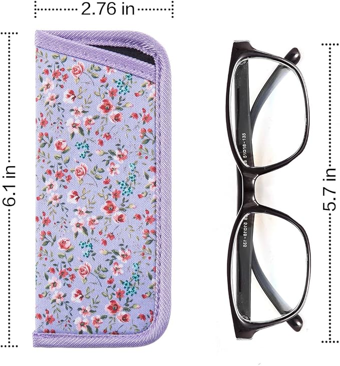 TRIUMPH VISION Reading Glasses Pouch Eyeglass Sleeve Soft Case Slim 3 Pack | Alternative to Bulky Case Lightweight，Neoprene Lined Padded Protect Optical lens Slip in, Cute Pattern Portable for Daily Use