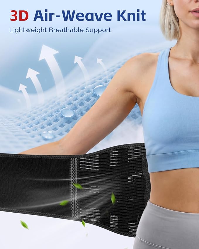 FEATOL Back Brace for Men Lower Back and Women, Removable Dual-Side Spine Lumbar Pad with Snug Fit, Adjustable Support Belt for Work, Orange, Size M 29.5-34.5"