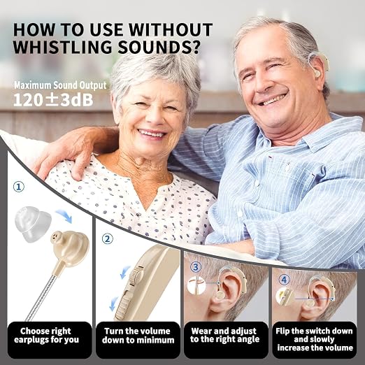 Hearing Aids Hearing Amplifiers for Seniors Rechargeable with Noise Cancelling Hearing Aid Loss Amplifier Seniors and Adults Charging Case Volume Control a2