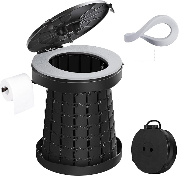 Upgrade Retractable Portable Toilet Travel Toilet Adjustable Height Camping Toilet Portable Potty for Adults Kids, Foldable Portable Toilet for Camping/Car