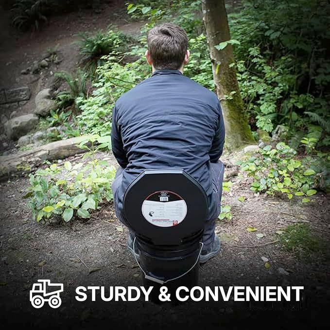 72 HRS Premium Portable Camping Toilet Seat with Lid for 5 Gallon Buckets | Portable Toilet for Outdoor Camping, Hiking, Emergency Prep, Backcountry, Car, Boat, Road Trips, No Bucket Included