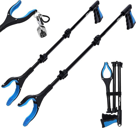 38 Inch & 44 Inch Extra Long Grabber Reacher Tool Set – Extendable Reacher Grabber Pickup Tools for Seniors, Disabled and Hard-to-Reach Areas, Ergonomic Grip & Lightweight Design（Blue）