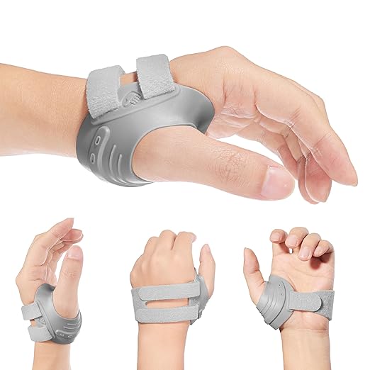 AKSO MEDICOS CMC Thumb Brace - Comfortable Thumb Splint for CMC Joint Pain Relief and Support, Osteoarthritis, Tendonitis, Arthritis, CMC Joint Thumb Arthritis Brace for Women Men (Left Hand, Small,Grey)