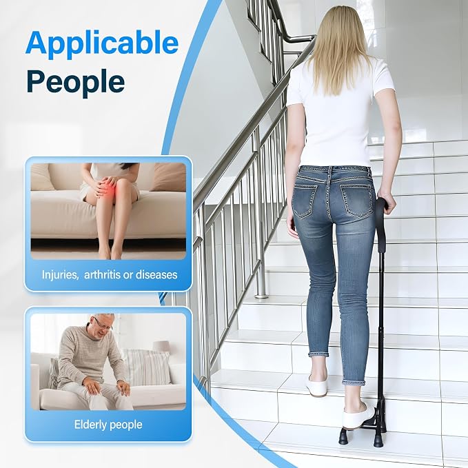 Adjustable Stair Climbing Assist Cane for Seniors, Half Step Stair Walker Aid for Walking Up Down, Portable Stair Lift Cane, Stability Walking Sticks - Step Stair Assist Device for Safety & Mobility