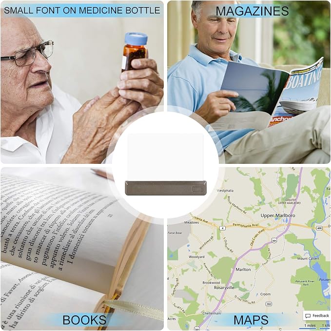 Full Page Magnifier, Ultra Bright 12 LEDs Handheld Magnifying Glass with Cool/Warm White Light, Adjustable Brightness Illunimated Magnifier for Eye-Care, Reading Small Prints