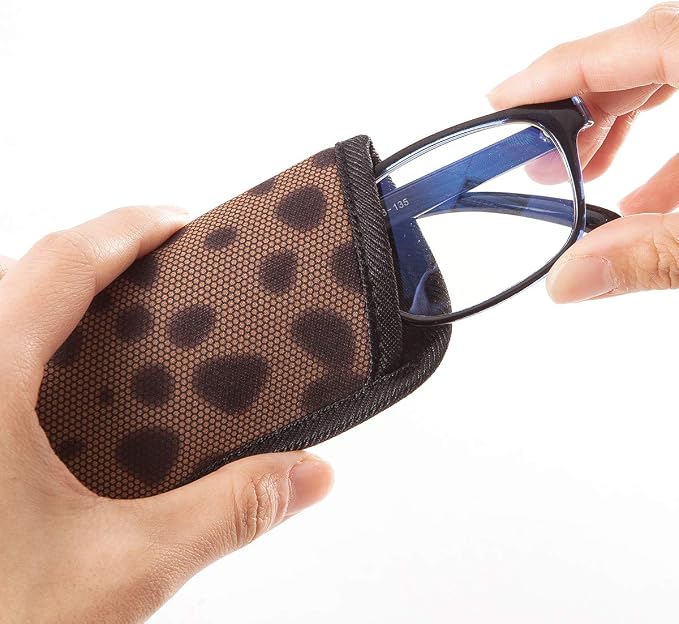 TRIUMPH VISION 3 Pack Reading Glasses Pouch Soft Case Eyeglass Sleeve Slim | Alternative to Bulky Case in bag, Lightweight Lined Padded Protect Optical lens Slip in, Cute Pattern Portable for Daily Use